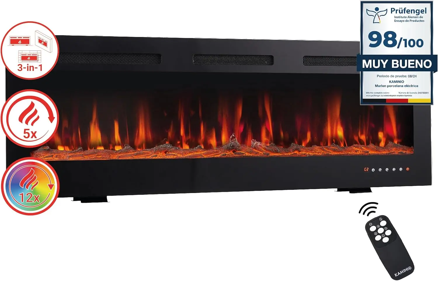 KAMINIO Chimenea Eléctrica 3 en 1: Elegancia y Calor