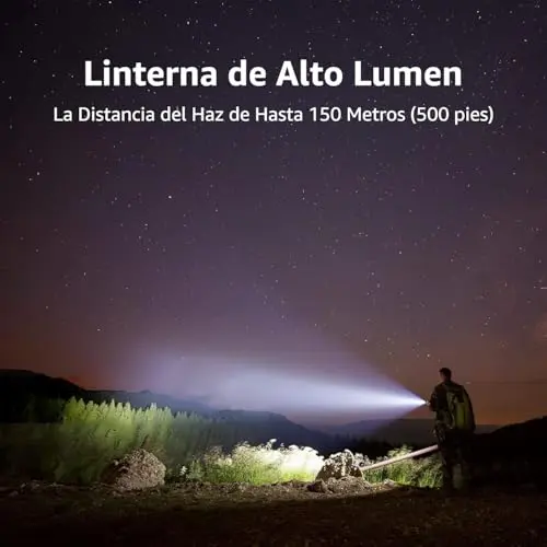 LE Linterna LED Alta Potencia L8000, Portátil Linterna Tactica con 3 Modos de Iluminación, Impermeable IP44 Zoomble Linterna de Mano para Ciclismo, Camping, Senderismo etc. 3 AAA Pilas Incluidas