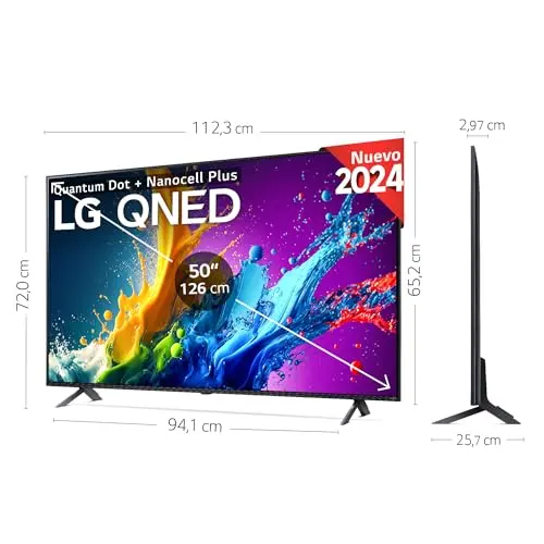 LG 50QNED80T6A 50", 4K QNED, Smart TV, HDR10, WebOS24, Serie 80, Procesador Potente e Inteligente, Dolby Digital Plus, Alexa/Google Assistant, Negro