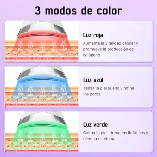 Masajeador Facial Eléctrico Antiarrugas Masaje: Dispositivo de Belleza con Calefacción a 45℃ - Aparato Facial LED 3 Colores Reductor de Papada para Mujer - Máquina EMS Lifting para Líneas del Cuello