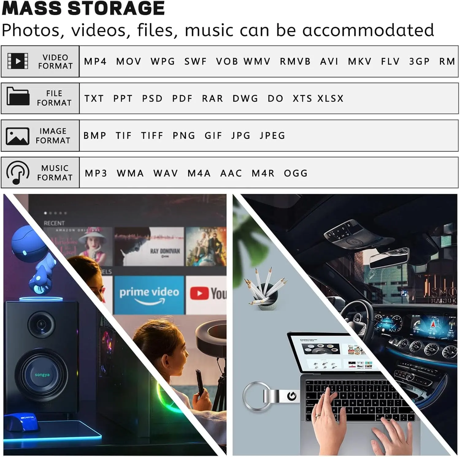 Memoria USB 982GB - destuu USB 3.0 Alta Velocidad Pen Drive Metales Impermeable USB Flash Drive Mini Portátil con Llavero Pendrive Disco Duro Externo para PC/Ordenadores Portátiles/TV