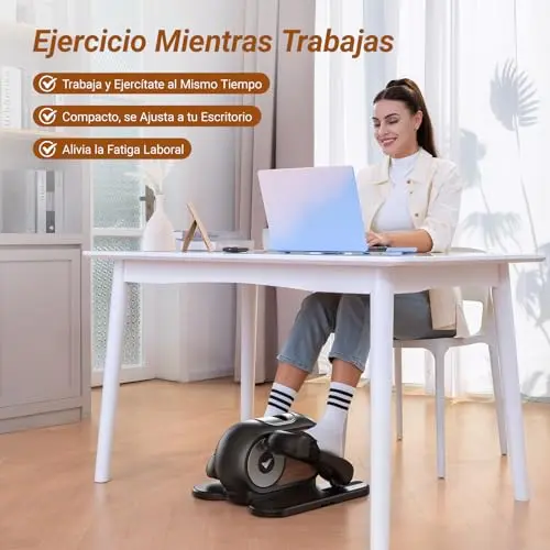 MERACH Máquina Elíptica Eléctrica, Mini Elíptica Bajo Escritorio para el Hogar, Control Remoto, Pantalla, Almohadilla Antideslizante, 12 Velocidades, Silenciosa y Portátil, para Mayores y Adultos