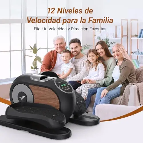 MERACH Máquina Elíptica Eléctrica, Mini Elíptica Bajo Escritorio para el Hogar, Control Remoto, Pantalla, Almohadilla Antideslizante, 12 Velocidades, Silenciosa y Portátil, para Mayores y Adultos