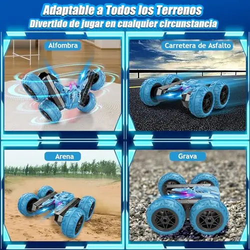 NorthBeland Coches Teledirigidos para Niños, 4x4 Coche Acrobático Teledirigido, Coche RC Juguete Niño Regalo 3 4 5 6 7 8 9 años Niño Niña, Voltear 360 con Luces LED y Música