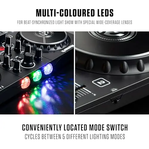 Numark Party Mix II - Controladora DJ, mesa de mezclas con luces integradas, mezclador DJ e interfaz audio, con Serato DJ Lite