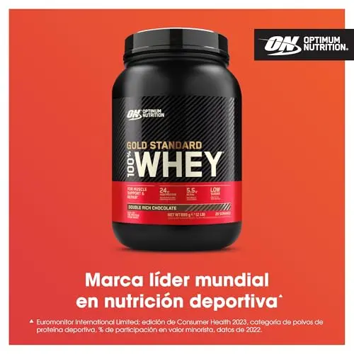 Optimum Nutrition Gold Standard 100% Whey, Proteína en Polvo para Recuperacíon y Desarrollo Muscular con Glutamina Natural y Aminoácidos BCAA, Sabor Double Rich Chocolate, 29 Dosis, 899 g