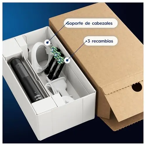 Oral-B Pro 3 3000 Cepillo de Dientes Eléctrico con Mango Recargable y 3 Cabezales, Diseñado por Braun, Regalos Originales para Mujer y Hombre - Negro