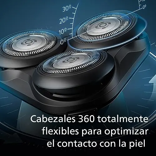 Philips Serie 5000 Afeitadora Eléctrica Hombre, Máquina de Afeitar Barba con recortadora, 27 cuchillas, Cabezal flexible 360º, 50min de uso, En Seco y Húmedo, Recargable, Funda, S5465/18, Azul Metal