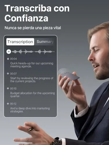 PLAUD Note IA Grabadora de Voz - Transcribir y Resumir con ChatGPT 4o - Soportar 112 Idiomas, 64GB de Memoria, Control con App Reunión, Lección, Llamada, Entrevista (Funda Incluida)