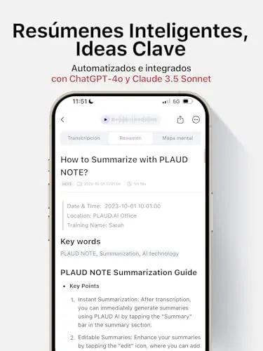 PLAUD Note IA Grabadora de Voz - Transcribir y Resumir con ChatGPT 4o - Soportar 112 Idiomas, 64GB de Memoria, Control con App Reunión, Lección, Llamada, Entrevista (Funda Incluida)