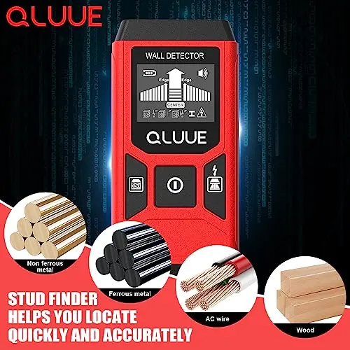 QLUUE Localizador de líneas 5 en 1, detector de pernos multifuncional con pantalla LCD y alarma acústica para encontrar líneas eléctricas, vigas de madera, tubos de metal, etc