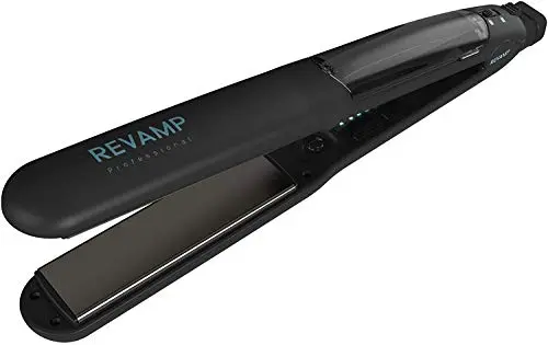 REVAMP ST-1600-EU Progloss Plancha De Pelo Profesional Con Vapor Y Placas Flotantes De Cerámica Iónica, Alisador Con Aceites De Queratina, Coco Y Argán Para Cuidar El Cabello, Cable Giratorio De 3M