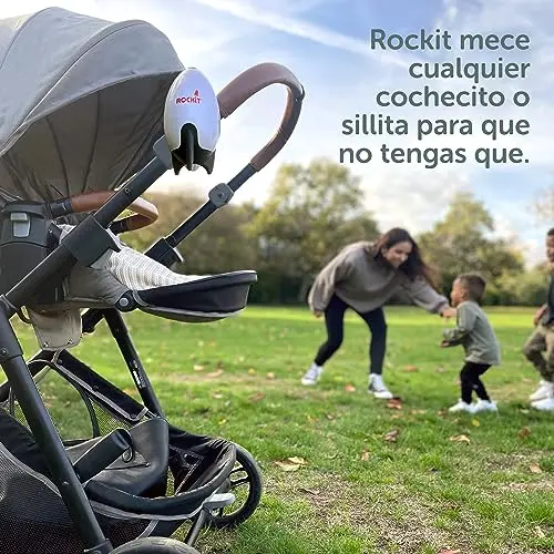 Rockit Rocker – Ayuda recargable para dormir para bebés, mece suavemente cualquier cochecito o carro, velocidad ajustable, temporizador de 1 hora, para cochecitos y carros, crea una mecedora de bebé