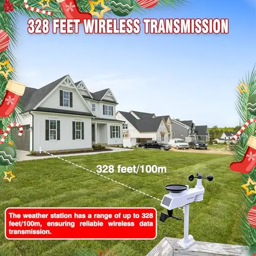 sainlogic Estación Meteorológica Inalámbrica con Sensor Exterior, Estación Meteorológica 8 en 1 con Pronóstico del Tiempo, Temperatura, Presión Atmosférica, Humedad, Anemómetro, Etc(Sin WiFi)