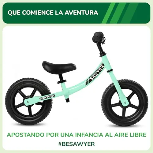 Sawyer Bikes - Bicicleta Sin Pedales Ultraligera - Niños 2, 3, 4 y 5 Años (Mint)