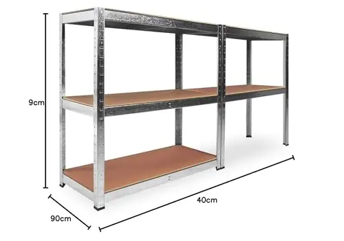 T-LoVendo Estantería Metálica Almacenaje de Acero Galvanizado + 5 Baldas MDF, 180 x 90 x 40cm, Modular, Baldas Ajustables, trastero, Garaje