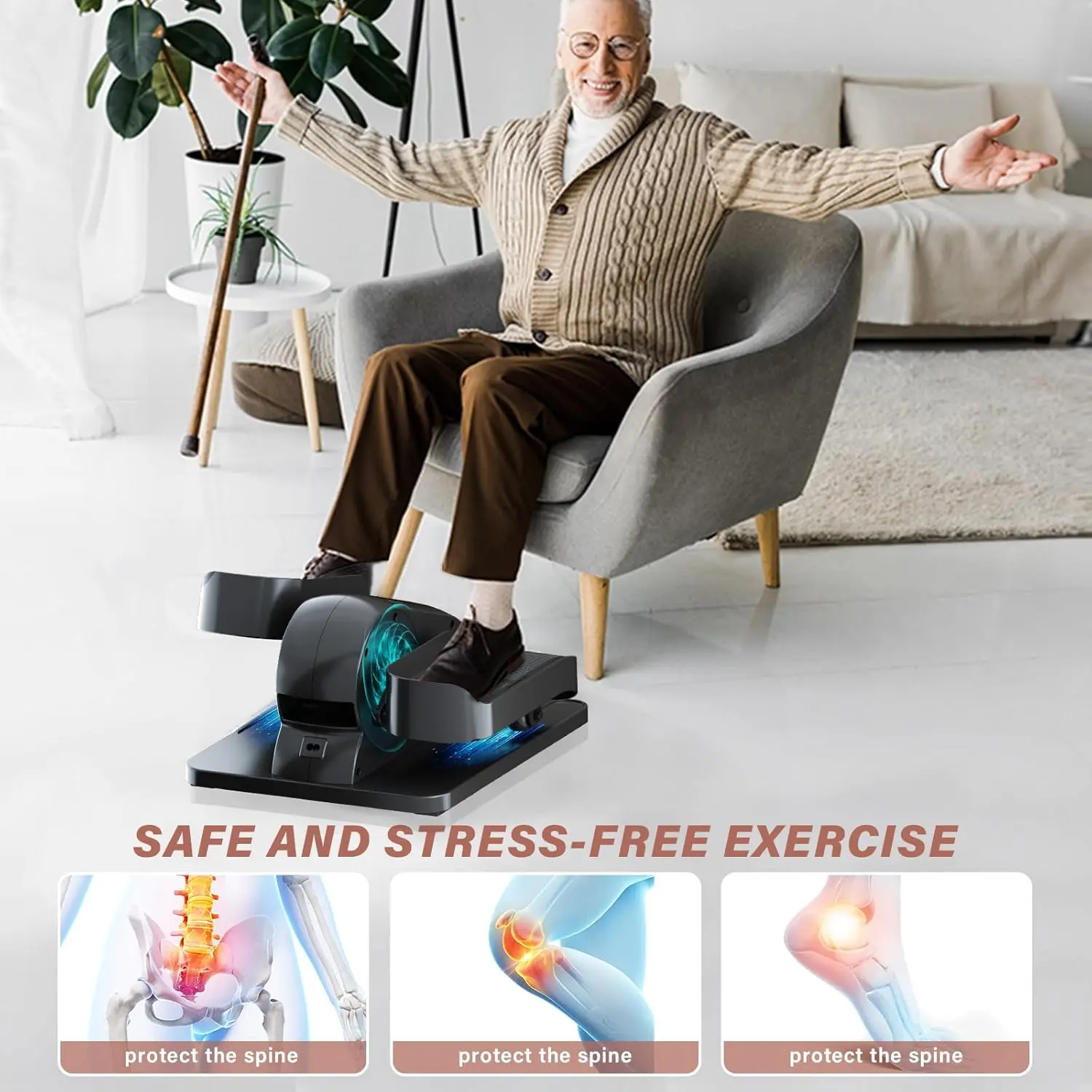 TODO Mini Eliptica Pedales Eliptica Estaticos Personas Mayores, Pedaleador Electrico, Bicicleta Eliptica Fitness para Casa, Ejercitador de Piernas para Ancianos y Adultos