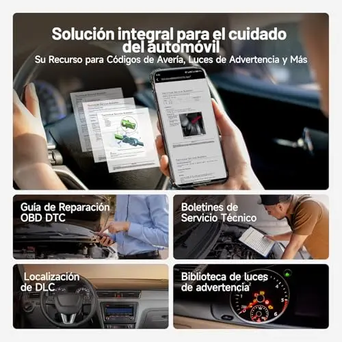 TOPDON Carpal-A OBD2 Diagnosis, Bluetooth Diagnosis Coche Multimarca,Diagnóstico de Todos los Sistemas, 6 Servicios Reset, AutoVIN, Smog Check, Guía de Reparación, Inspección del Motor