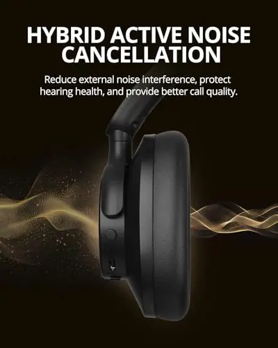 Tronsmart Q20S Cascos Inalámbricos Cancelación de Ruido Activa Híbrida con Varios Modos, Sonido Hi-Res Audio, 60H Reproducción, Control de App, Ajuste Cómodo, Wireless Auriculares con Micrófono