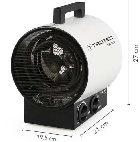 TROTEC Calefactor eléctrico TDS 20 R, 3000 W, 3 Niveles de calefacción, Termostato Integrado, Anti Sobrecalentamiento, Portátil